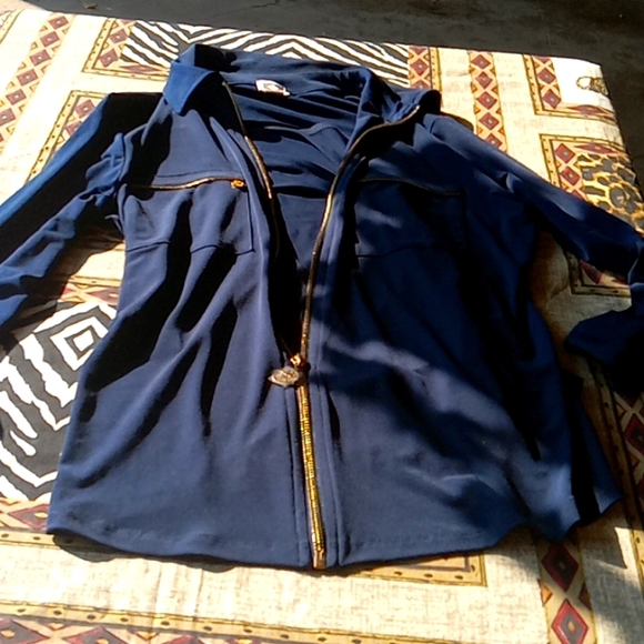 NAVY ANN KLEIN  JACKET - Picture 2 of 5